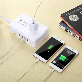 

LESHP Smart Charging Socket 4 USB Ports 1－2.4A Dual Control Unit Overcurrent and Over Voltage Protection Energy-saving