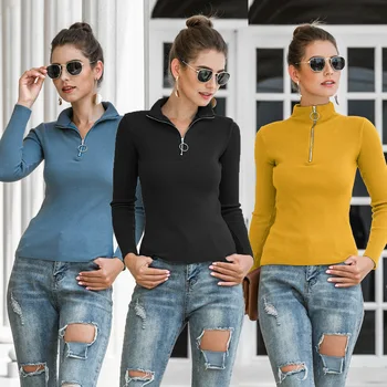

Women's 2020 Autumn Fashion Half-Collar Zip Tight Pullover