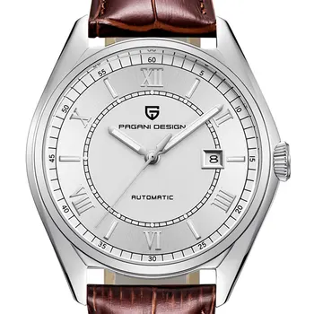 

43 mm Pagani design White dial date Luminous hands luxury men's watches business Leather strap men's automatic mechanical watch