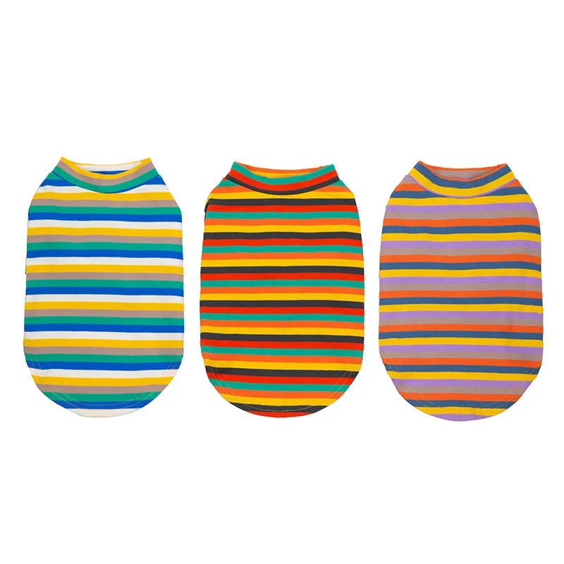 Fashion French Bulldog Summer T-shirt Colorful Vest Coat Pet Dog Clothes Small Medium Dogs Corgi Chihuahua Pug Sweater KLC15