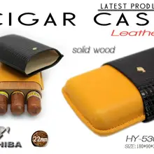 COHIBA гаджеты кожаный чехол для сигар для путешествий 3 отверстия портативный твердый деревянный увлажнитель сигары трубки