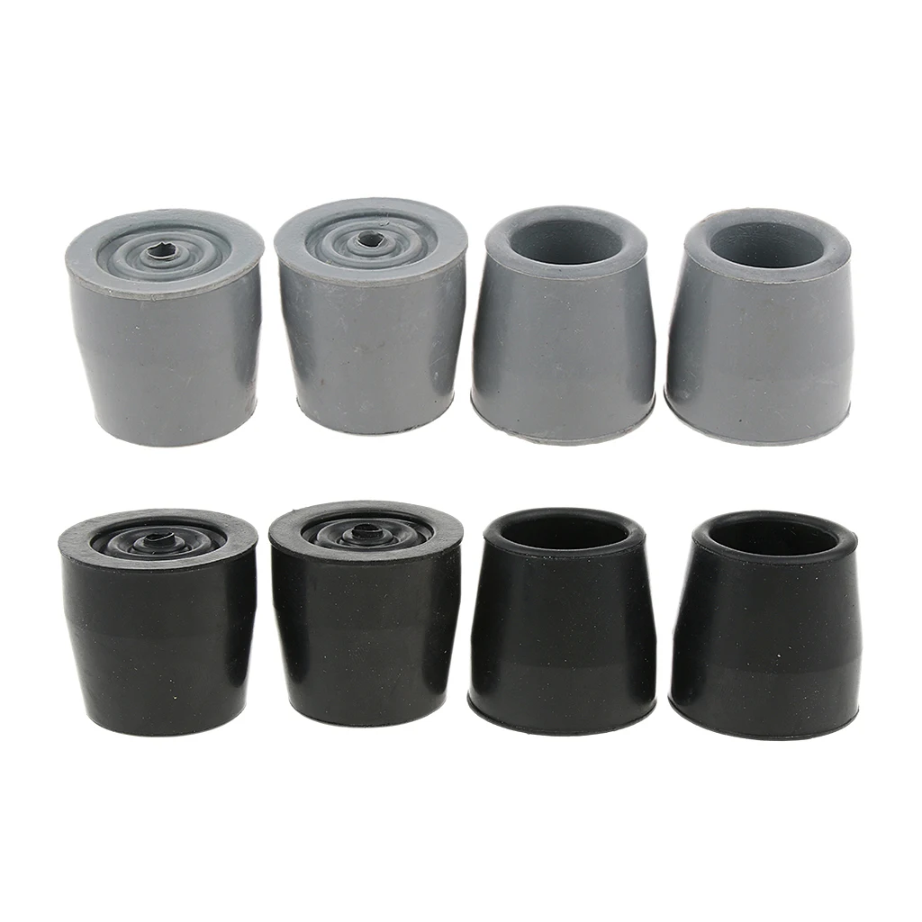 4Pcs Walking Stick Ferrule Rubber Crutch Tip Securely on Broken Ground Rock Mud Anti-Skid Crutch Sleeve Tips Protector Caps