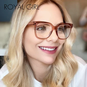 

ROYAL GIRL New Square Women Glasses Frame TR90 Spring Leg Retro Vintage Clear Lens Glasses Monturas De Lentes Mujer Ss461