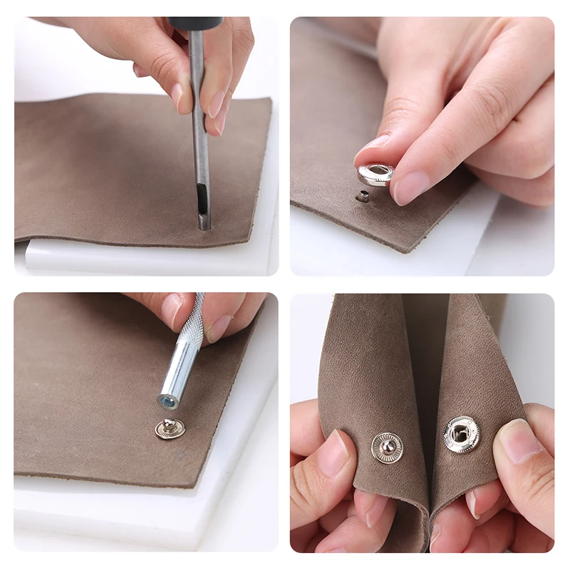 Leather Craft Tools Kit With Metal Button Snaps Fasteners Set Punch Carving Work Saddle For DIY Hand Sewing Stitching LMDZ leather sewing kit leather tools leather craft tool kit leather craft tools leather craft tool leather punches snap buttons tools