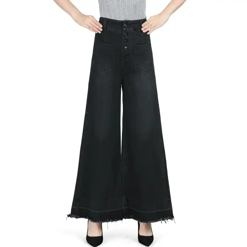 Black denim palazzo pants Clearance