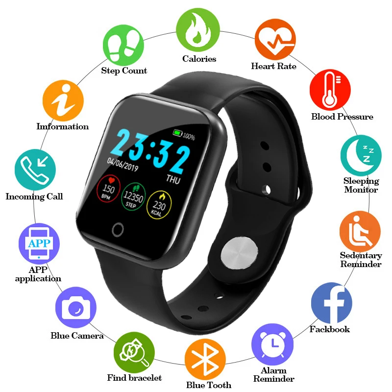 

Bluetooth Smart Watch i5 Heart Rate Blood Pressure Monitor IP67 Waterproof Fitnees Tracker Sport Pedometer Smartwatch android io