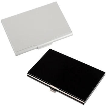 

2x Creative Useful Box Cover Credit Business Card Wallet (Black&Silver)