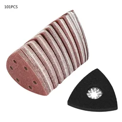100pcs Sandpapers + 1pcs 80mm Sand Pad Oscillating Multi Tool Cutting Machine Parts