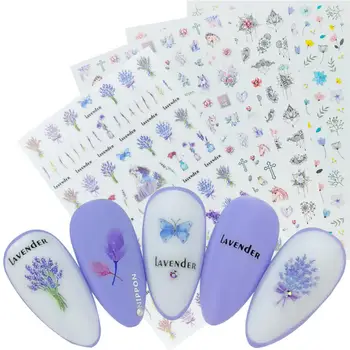 

Ultra Thin Nail Decal and Sticker Flower Purple Lavender Simple Summer DIY Slider for Manicure Nail Art Adhesive Manicure Decor
