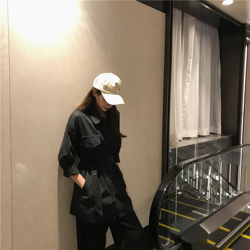 Trench Coat Female Autumn New Style Korean-style Middle Long Coat Double Purpose Elegant Slimming Cardigan Bandage Cloth Ov