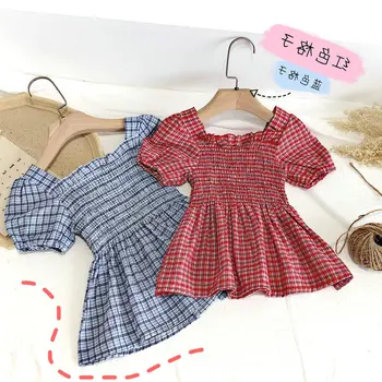 

Mihkalev Baby Girl 2020 Summer Clothes Pattern Kids Cotton Plaid T-shirts And Tops Children T shirts and Blouses Clothing