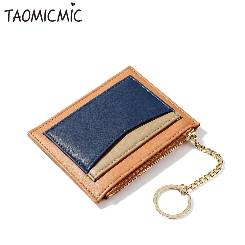 

Leather Patchwork Small Wallet Zipper Women Wallets Multi-card Zipper Card Bag Keychain Wallet Women's Coin Purse Carteira