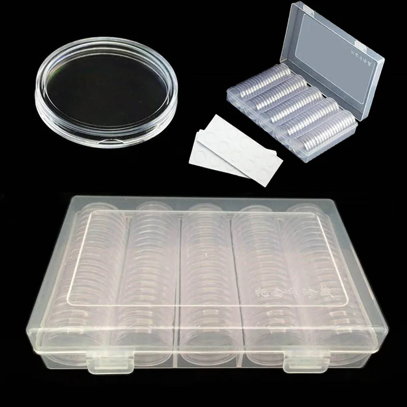

100Pcs 30MM Transparent Coin Organizer Small Round Boxes Commemorative Coin Collection Storage Case Plastic Coin Box