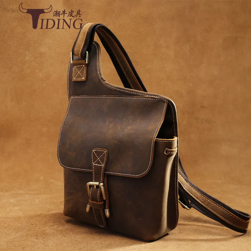 

Tiding New Products Europe And America Fashion And Personality Horse Leather Shoulder Bag Retro Chest Pack Men Casual Shoulder B