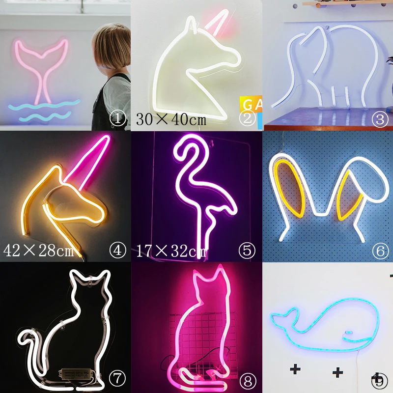 Lanpulux 3D светодиодный ночник с изображением животных, оленей, кошек, летучей мыши, Луны, снежинок, колокольчик, моделирующий неоновый светильник с USB батареей, декоративный светильник для спальни - Испускаемый цвет: Зеленый
