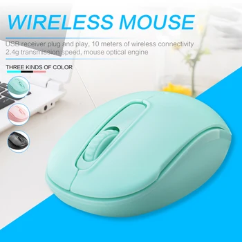 

USB Wireless Mouse Solid Color Ergonomic Design Optical Mice Laptop Game Player FKU66