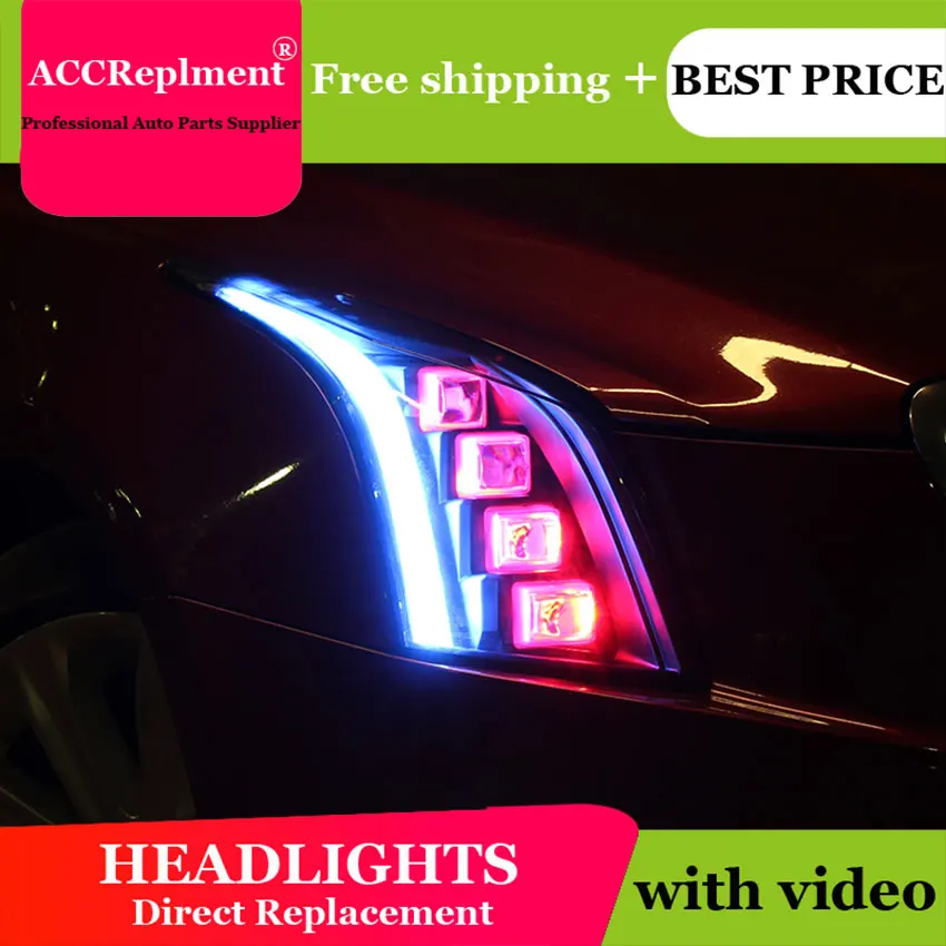 Автомобильный Стайлинг для Cadillac ATS светодиодный фары 2013- светодиодный головной фонарь все светодиодный Противотуманные фары Дневные ходовые огни
