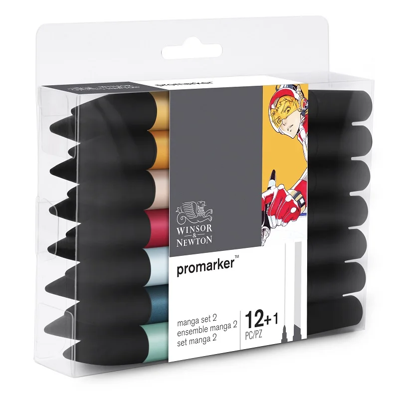 WINSOR & NEWTON 6/12 цветов Двойные наконечники (1 мм/6 мм) профессиональные маркеры