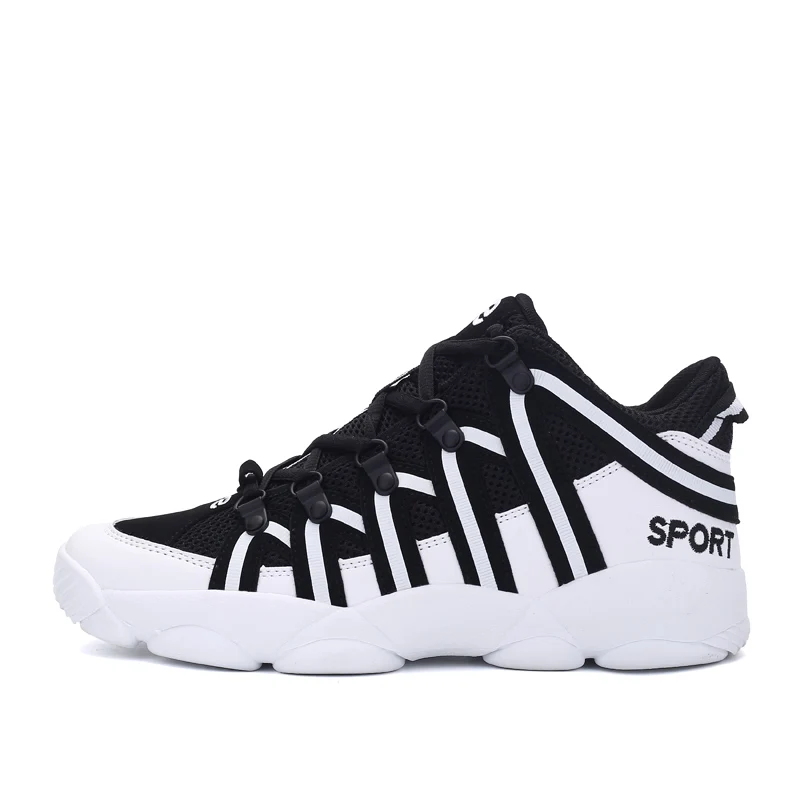 GOODRSSON/Повседневная обувь унисекс для мужчин и женщин в полоску; стильные спортивные теннисные кроссовки; Мужская и Женская легкая прогулочная модная обувь; - Цвет: mesh black white a99