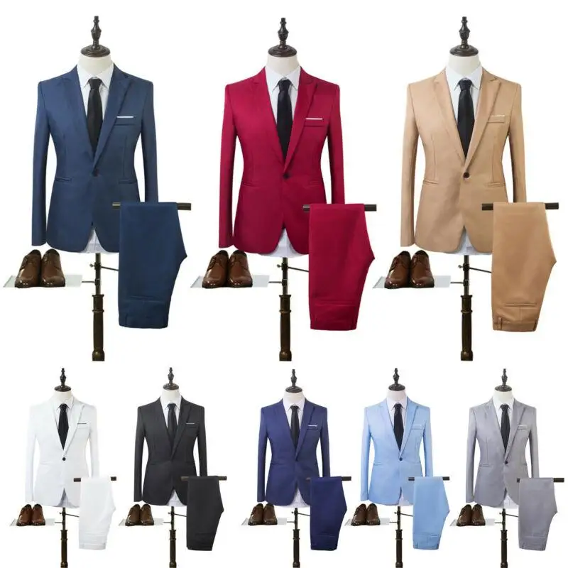 Costume Homme Mens Blazer Suit Ensembles Slim Tuxedo Coat Pants Formal Evening Dinner Wedding Groom | Мужская одежда