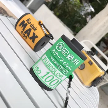 

Airpods case camera ancient film roll fujicolor kodak 3D SOFT Silicone funny restore style protective cover case with hook