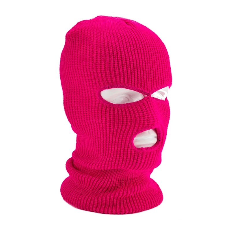 Зимняя Теплая Лыжная велосипедная Балаклава с 3 отверстиями, капюшон, шапка, маска для лица, армейская тактическая, для окружности головы 15,75-24,41 дюймов - Цвет: rose red