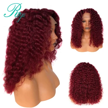 

13X6 Invisible Pixie Short Bob Cut Curly Burgundy 99J Red Color Lace Front Human Hair Wigs Preplucked Closure Wig Brazilian Remy