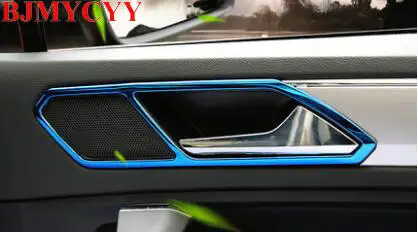 BJMYCYY 4 шт./компл. салона автомобиля дверные ручки из нержавеющей стали декоративная коробка для Volkswagen Tiguan Tiguan L - Название цвета: Синий