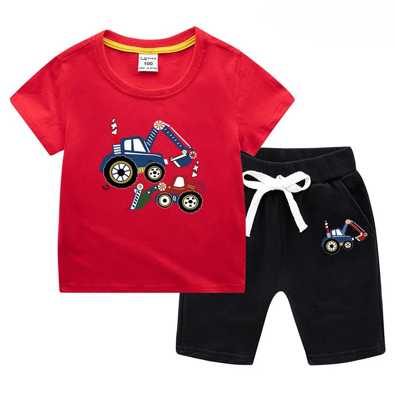 Комплект для малышей, комплект новой летней детской костюм хлопок футболка с короткими рукавами+ спортивные Шорты с героями мультфильмов спортивный костюм для мальчиков, девочек