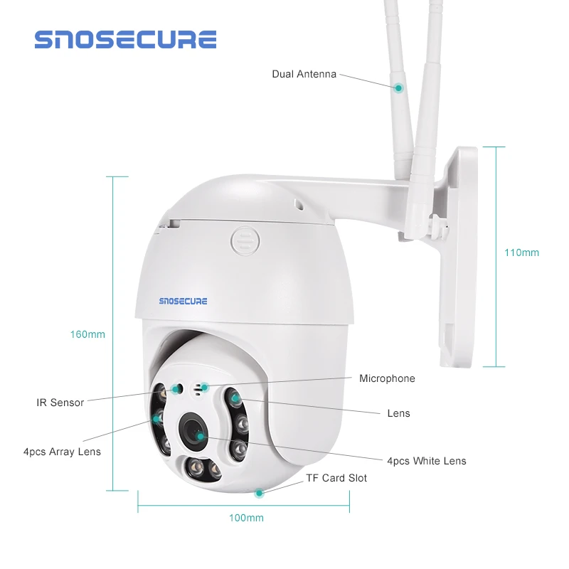 SNOSECURE 1080P PTZ IP камера наружная скоростная купольная беспроводная Wifi безопасность Pan Tilt 8X цифровой зум Tuya сеть видеонаблюдения