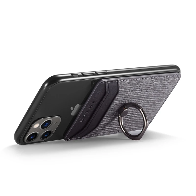Холщовые кожаные наклейки на заднюю панель кошелек для samsung Note 10 Plus A70 A50 крепление в виде кольца на палец для iPhone 11 Pro Max X XR