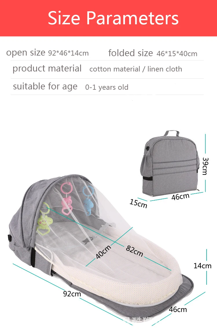 Children's Bed Portable Crib Baby Crib Folding Bed Baby Nest Cot Mosquito Net Cradle Car Travel Bed For Newborns Cots For Babies