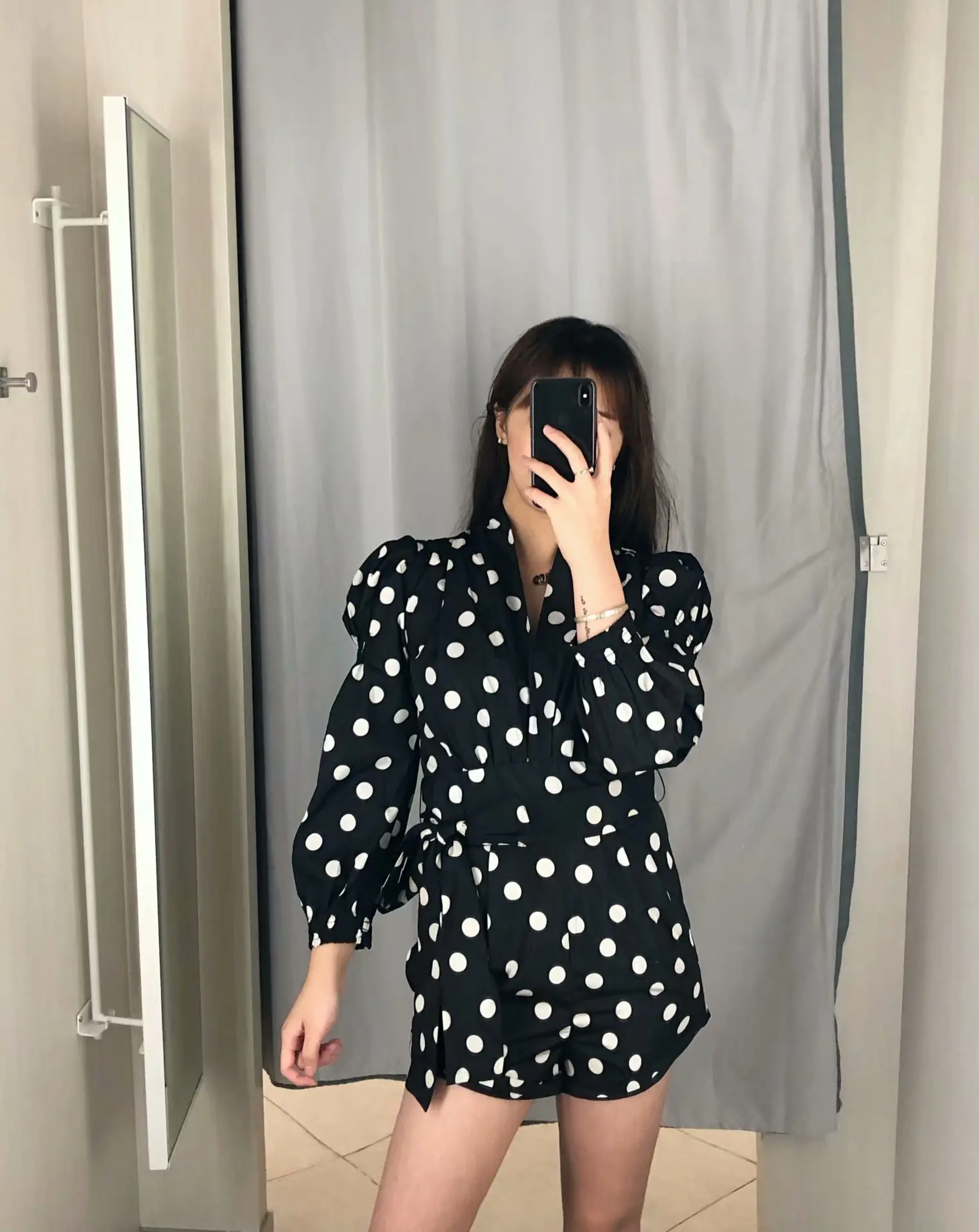 

Western Style 2020 Summer New Style WOMEN'S Dress Versitile Fashion Dotted Short Onesie