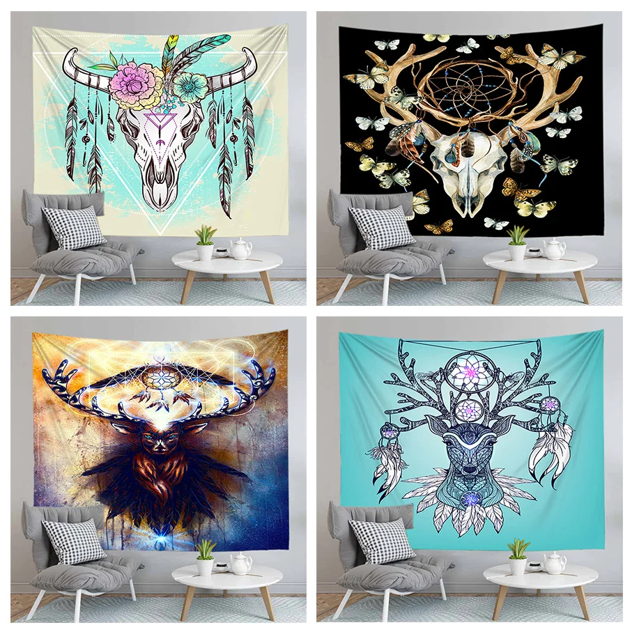 3D Soft Fabric Blanket Indian Tapestries Animal Dream-catcher Wall Hanging Tapestry Curtain Yoga Mat | Дом и сад