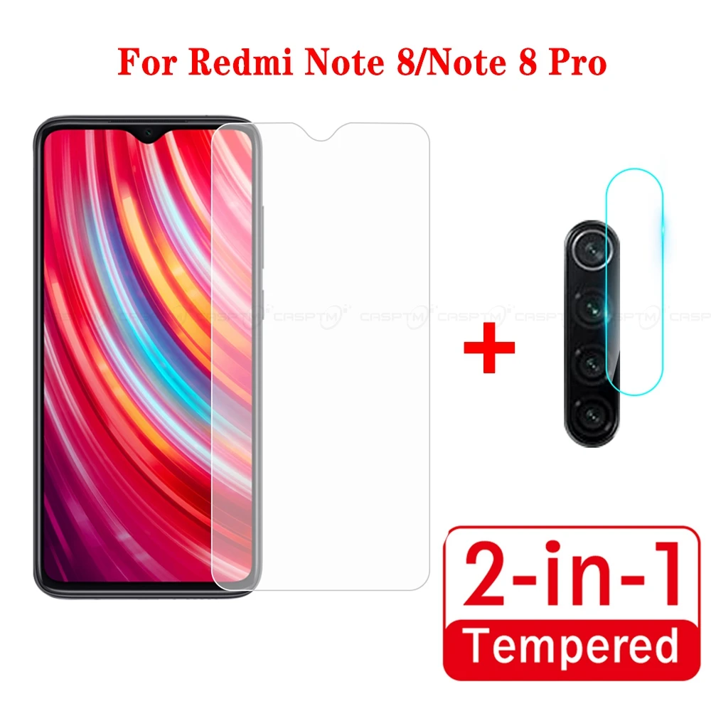 

2-in-1 Full Tempered Glass For Redmi Note 8 Pro 8T Screen Protector & Camera Lens Film For Xiaomi Redmi 8 8A Protection Film
