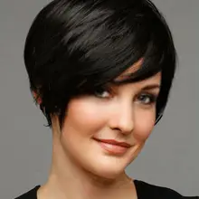 Являющийся лидером продаж сексуальный модный короткий черный прямой женский парик для девушек