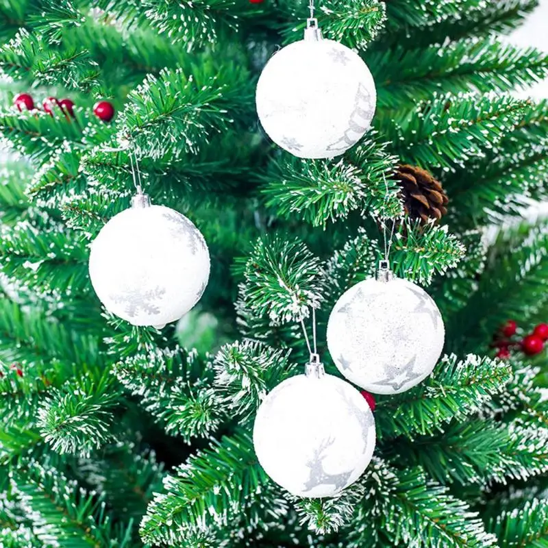 Рождественская елка светящиеся шары Подвески пластиковые белые печатные рождественские вечерние безделушки висячие украшения фестиваль DIY украшения