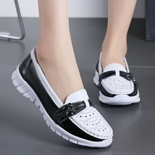 Кожаная Летняя Повседневная обувь; женские лоферы на плоской подошве; дышащие кроссовки; удобная женская прогулочная обувь; легкая обувь; zapato mujer; большие размеры