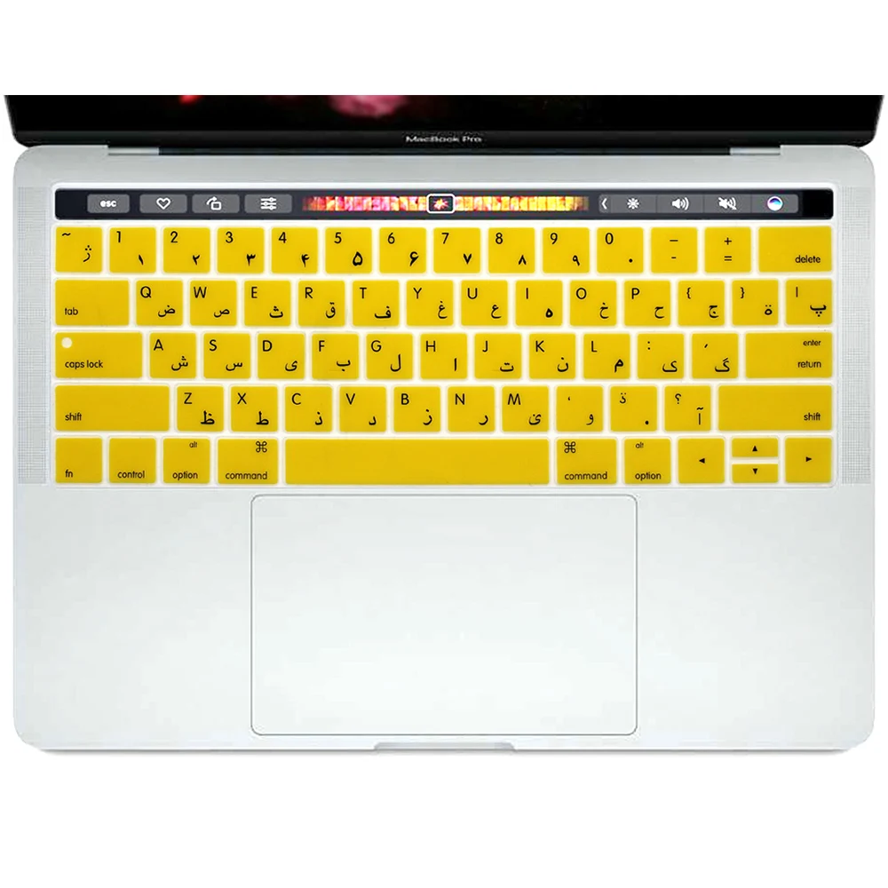 КРЗ арабский силиконовая клавиатура кожного покрова для Mac Pro 1" A1706 A2159Pro 15" A1707 // выпуска с сенсорной панелью США Версия - Цвет: Yellow