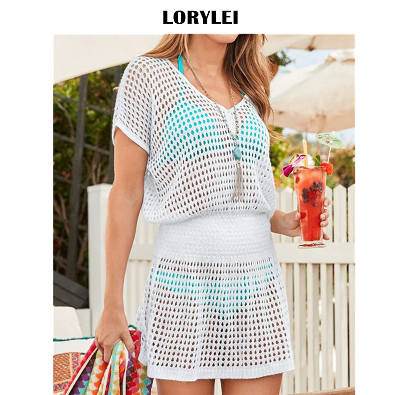 

2019 Sexy See Through Crochet Tunic Women Summer Beach Wear Mesh Dress Swimwear Cover-ups Bathing Suit Cover Up Sarongs N800