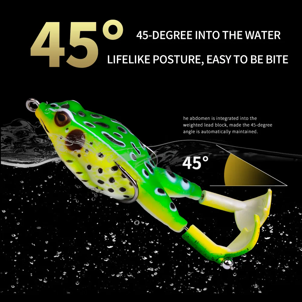 5-Pack Double Propeller Frog Fishing Lures - Weedless Topwater Baits (3.56 Inch, 13g) - View #9