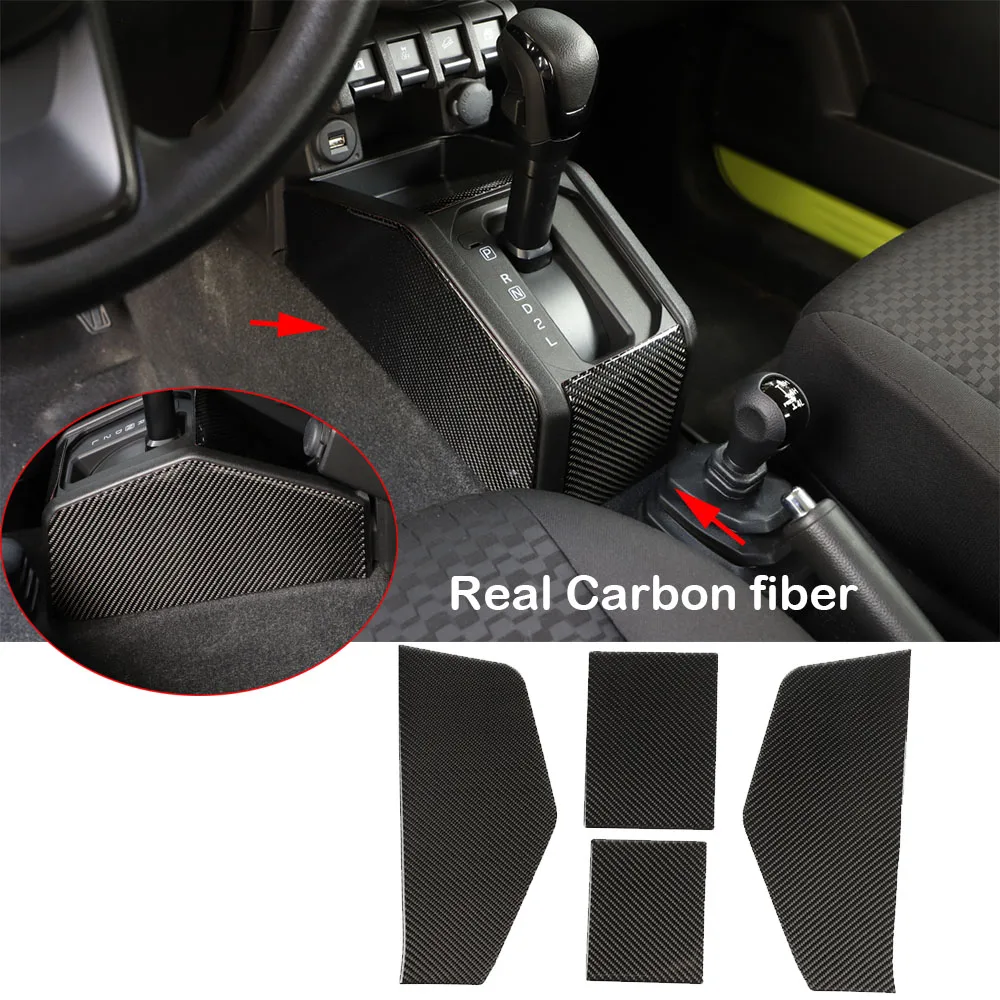 

Real Carbon Fiber Console Gear Shift Box Side Panel Cover For Suzuki Jimny 2019+