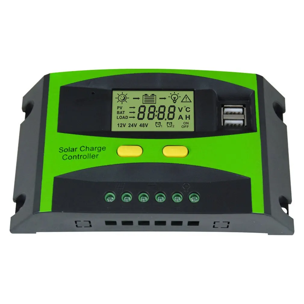 

12/24V Solar Controller With Lcd Display Controller Solar Panel Work Dual Usb Regulator Output Charge Solar Auto Lcd
