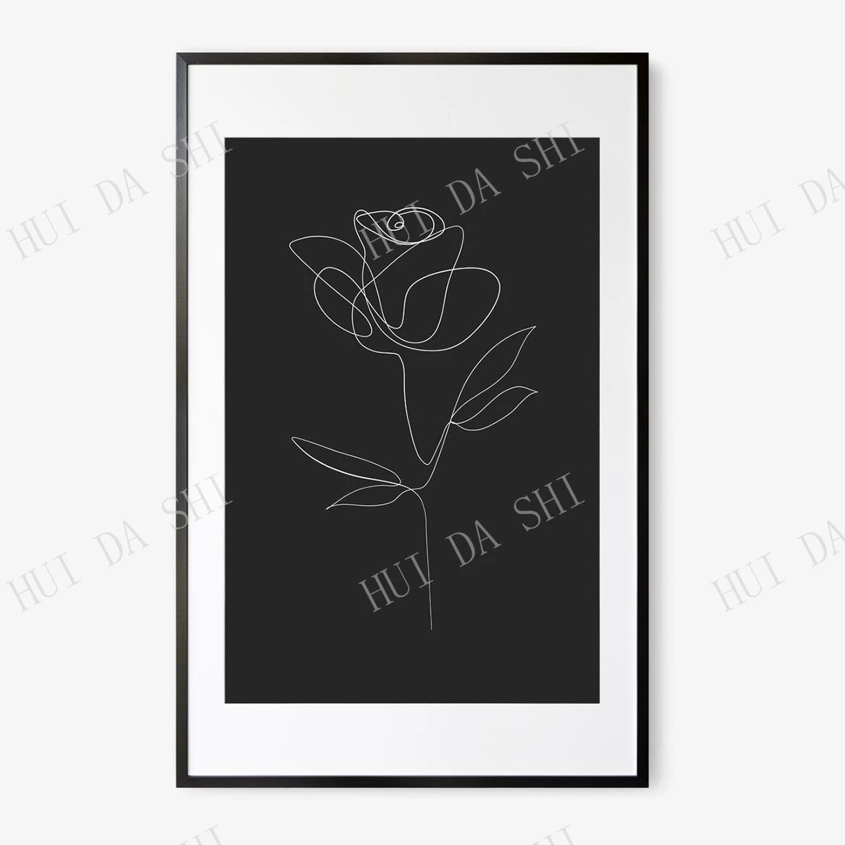 Fine Line Flower Print, flower line art, Black and White Art, Gallery