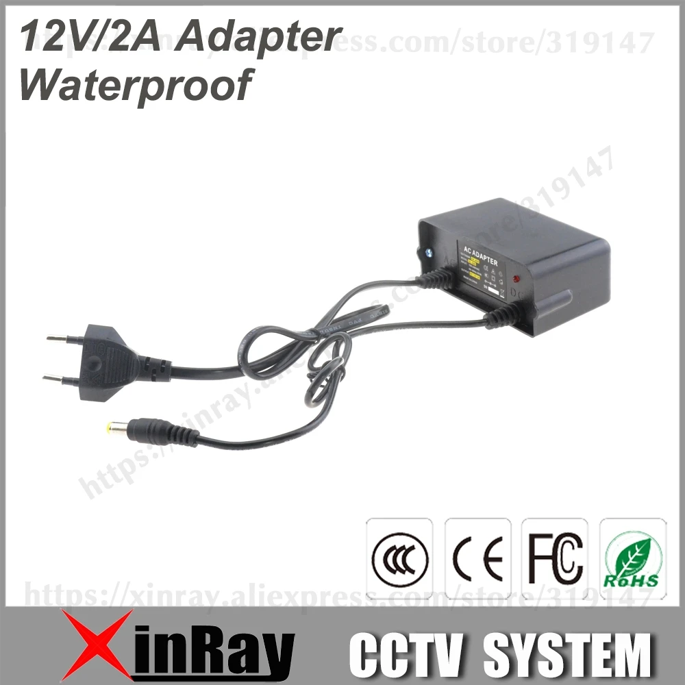  New Waterproof Power Adapter DC12V 2A Power Supply For CCTV Camera Wall Hanging Outdoor Power Adapt - 767842293