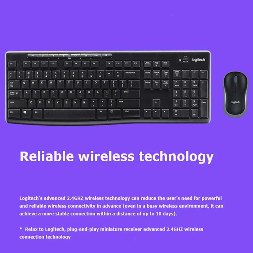 

Logitech MK270 Wireless K270 Keyboard Wireless M185 Mouse/Mice 2.4G USB Receiver 8.8