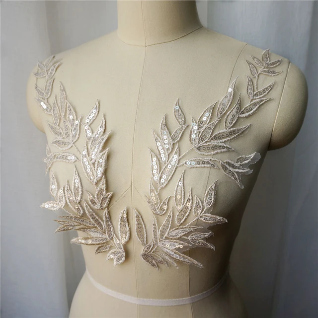 Gold Embroidery Lace Applique Flower Fabric Lace Trim Sewing Patch Wedding  Gown – Grupo Velocity