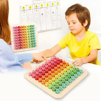 

Smooth Wood 9x9 Multiplication Table Blocks Colorful Funny Arithmetic Toys Clear Texture Strong Durable Bright Color