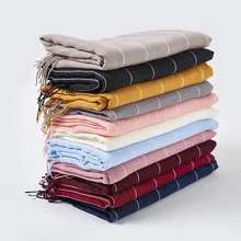 Женские однотонные кашемировые шарфы с кисточками, женский зимний осенний длинный шарф, высокое качество, Женская шаль, горячая распродажа, мужской шарф