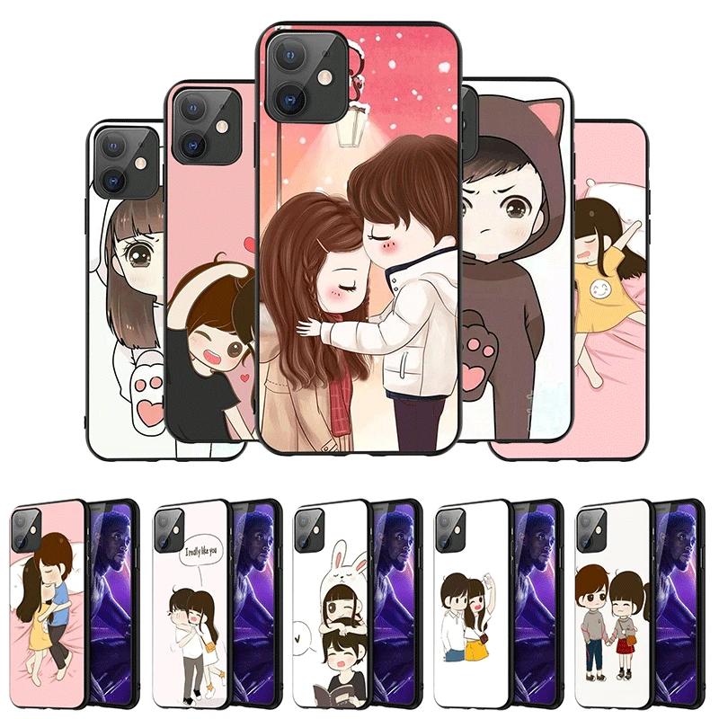 Luxury Silicone Phone Case for iPhone 7 8 6 6s Plus XR X XS Max 11 Pro Back Cover Couple Anime Pattern | Мобильные телефоны и